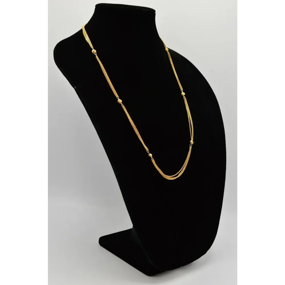 Monet Vintage Multi-Chain Necklace Gold Linked Metallic 28
